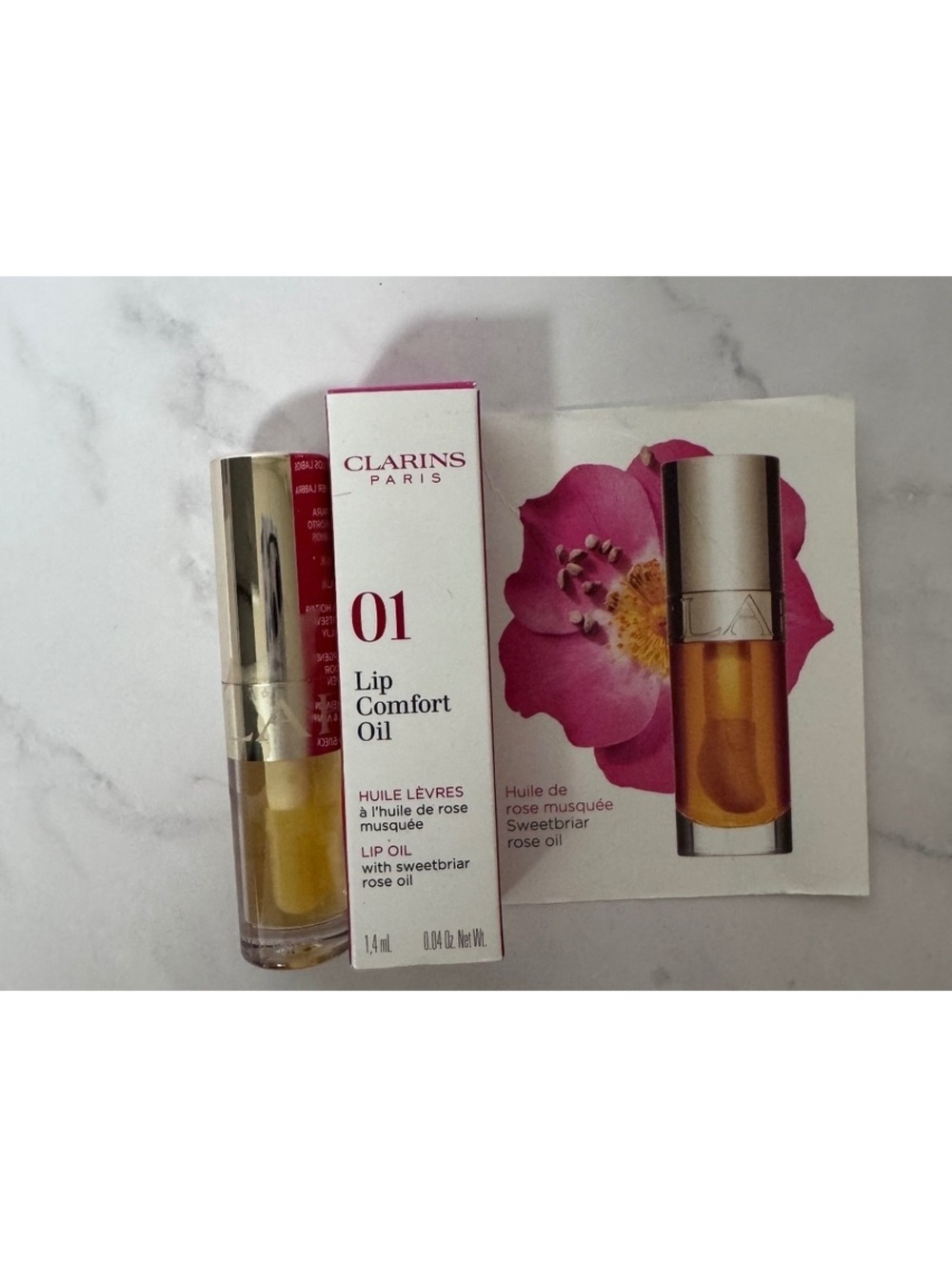 Clarins Lip Comfort Oil 01 Honey Mini 1.4mL Hydrating Lip Oil New in Box